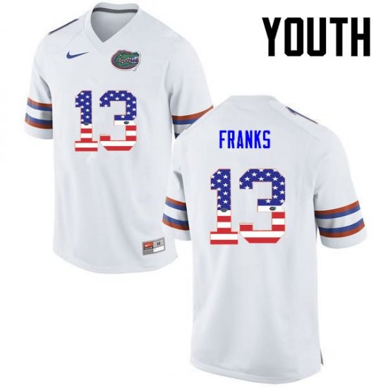 Youth Florida Gators #13 Feleipe Franks NCAA Nike White USA Flag Fashion Authentic Stitched College Football Jersey MUC6262SE